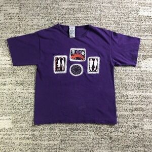 Vtg K.W.B.L. Los Angeles T Shirt Top Women Small Purple Painted Graphic Pullover